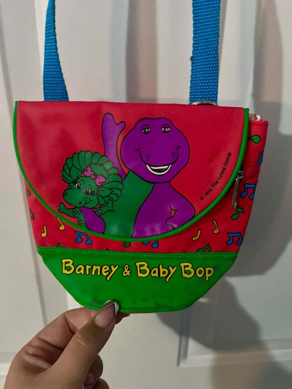 Vintage 1992 Barney & Baby Bop Shoulder Bag Red Green Blue